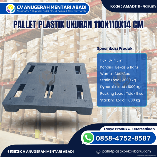 Pallet Plastik Baru & Bekas 110x110x14 [AMAD1111-4drum]