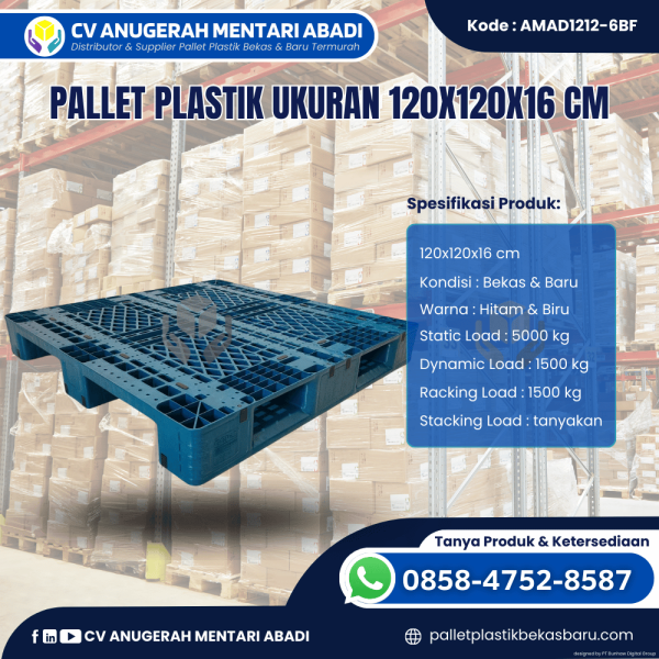 Pallet Plastik Baru & Bekas 120x120x16 [AMAD1212-6BF]