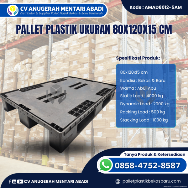 Pallet Plastik Baru & Bekas 80x120x15 [AMAD8012-5AM]